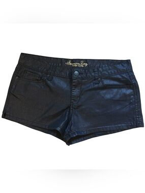 American Rag Juniors Size 13 Black Denim Shorts Wet Wax Shimmer Look Festival